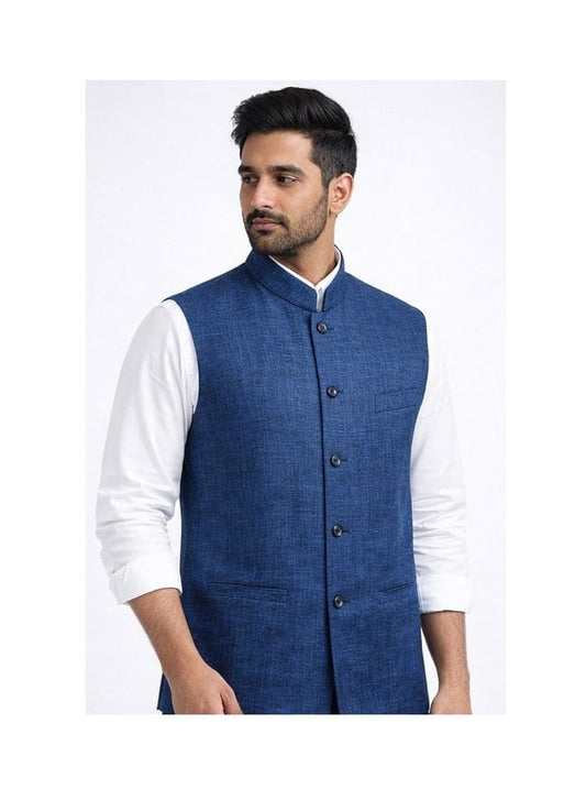Elegant Katan Cotton Silk Nehru Jacket – Classic Handloom Ethnic Bandi